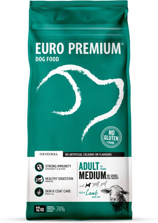 Euro-Premium Adult Medium - Hondenvoer - Lam Rijst 12 kg