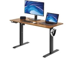 Mygroot - Bureau - Hoogte verstelbaar elektrisch - Bureau Stoel - 140 x 70 cm - Sta-bureau - Bureaulamp - Hoekbureau - Verstelbare geheugenbediening - Groot computerbureau - 82 kg belastbaar - Bruin bureau - Bureau pc-tafel zit - en sta-bureau.