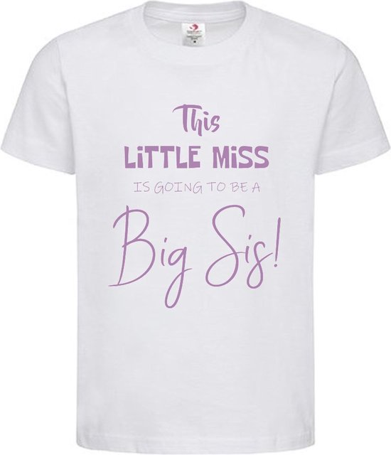 Chemise d'annonce de grossesse Cette petite mademoiselle va être une grande sœur | manche courte | Wit/lilas | taille 98/104 annonce grossesse annonce Bébé grande soeur soeur Grande Soeur