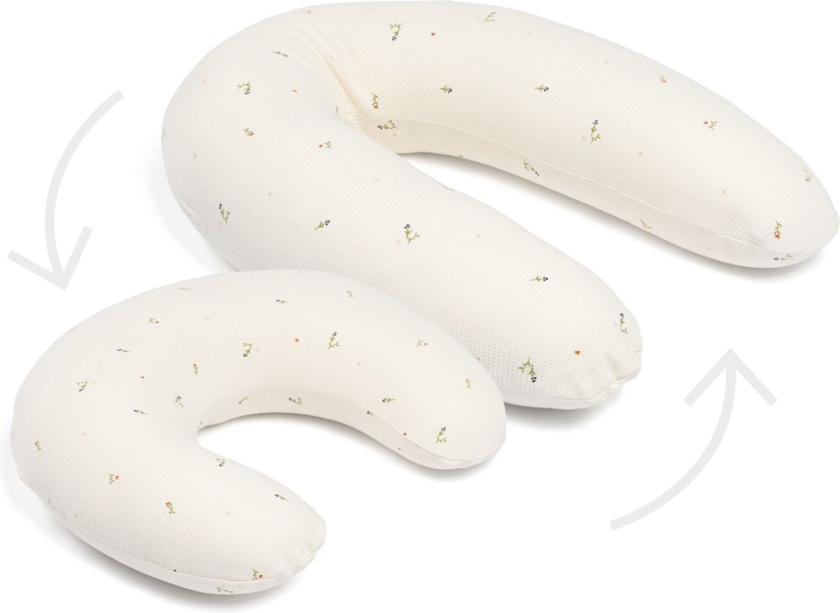 Goedkoopste Doomoo Twisty - 2 in 1 Zwangerschapskussen - Voedingskussen - met superfijne en extra stille microkorrels - Bio katoen - Sweety Cream