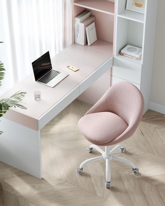 Rootz Draaistoel - Roze - Comfortabele zitting - Ergonomisch ontwerp - Stalen frame - Katoen-linnenmix - 60cm x 60cm x (80-90cm) van Rootz — afbeelding 5