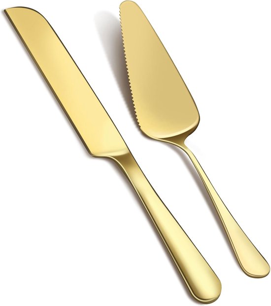 Bondoo Taartschep Goud - Taartschep en Taartsnijder mes - RVS