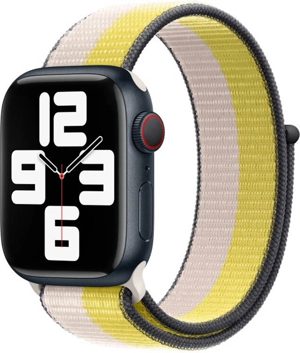 Apple Watch Geweven Sportbandje  voor de Apple Watch 1-8 / SE - 41mm - Havermelkwit/citroenzeste