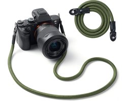 YONO Riem en Nylon pour Appareil Photo Compact et Appareil Photo Système - Bandoulière Vintage adaptée pour Canon / Nikon / Sony / Panasonic - Vert Foncé