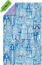 SooBluu - Sneldrogende reishanddoek strandlaken rpet SOO DUTCH - duurzaam van recycled plastic - 100 x 160 cm - blauw wit
