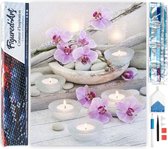 Figured'Art Diamond Painting set Volwassenen 40x50 cm Bloemen en kaarsen - 5D DIY Art full drill vierkante diamant - Opgerold canvas