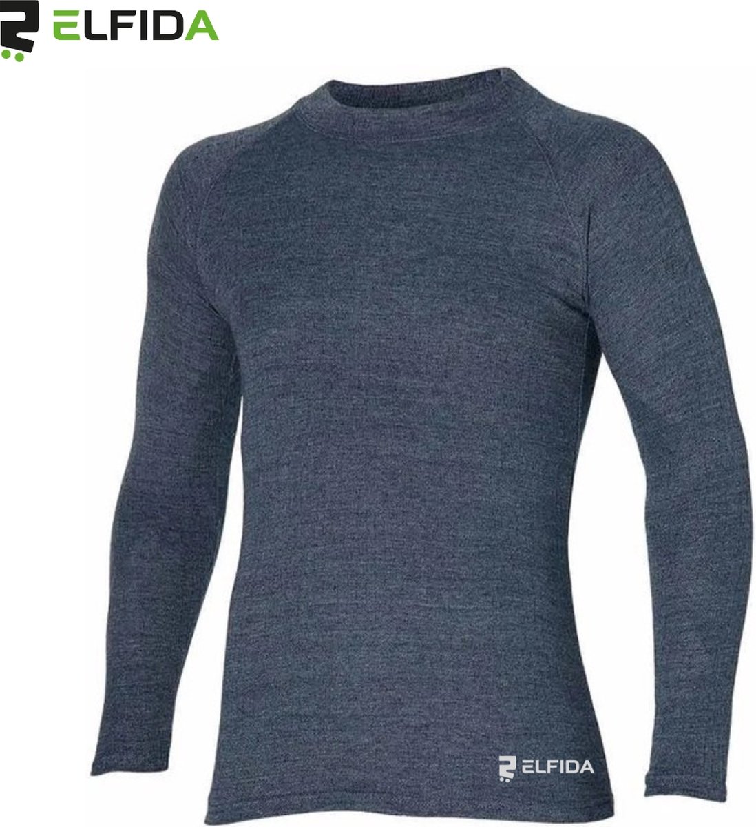 Elfida – Thermoshirt Heren – Thermokleding met Lange Mouwen – Thermo Shirt Antraciet – Thermo Ondergoed Heren – Maat M