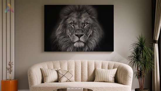 Artaza - Peinture sur toile - Lion - Tête de Lion - Zwart Wit - 120 x 80 - Groot - Photo sur toile - Impression sur toile