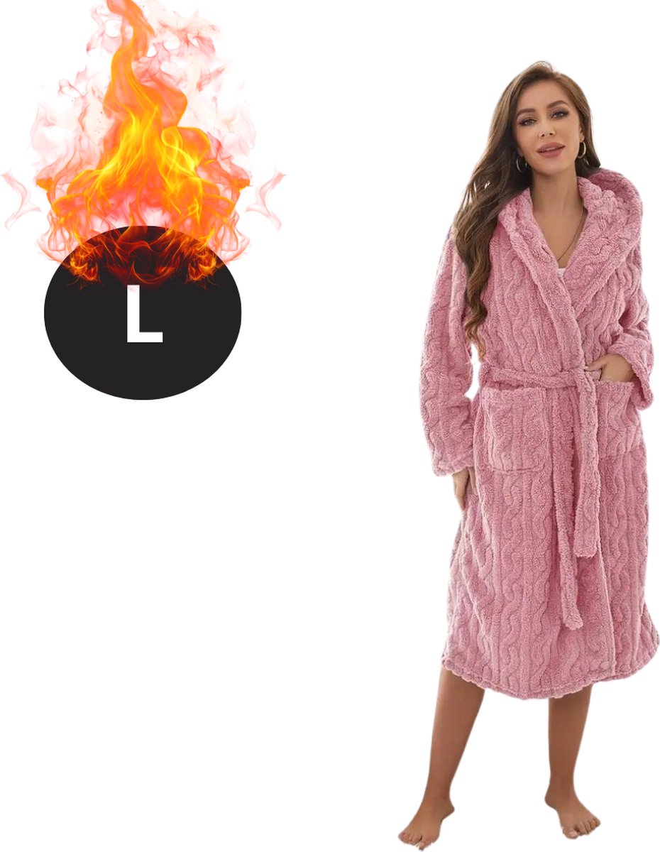 Livano Badjas Dames - Fleece - Katoen - Badstof - Sauna - Hamam - Wafel - Bathrobe - Duste