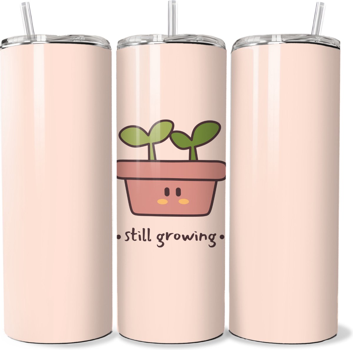 KadoDash - Tumbler - Drinkbeker - Isolatiebeker - Waterfles - Kawai plant