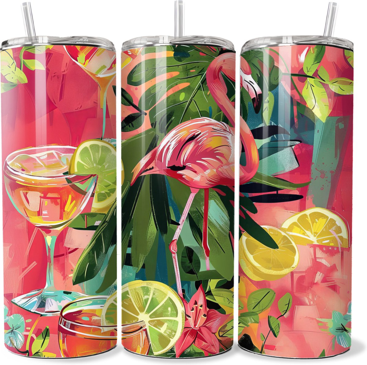 KadoDash - Tumbler - Drinkbeker - Isolatiebeker - Flamingo