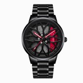WielWatch - Montre AMG - Voiture de sport - Montres avec bracelet en acier - Mode pour hommes masculine - Montre jante - Cadeau homme - Jante de voiture - Tournant - Amateur de voitures - Montres garçons