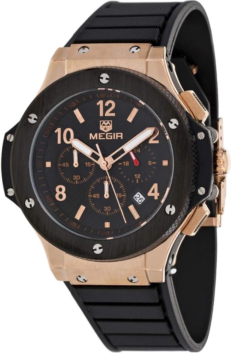 Megir Watch for Men, Silicone Band, Chronograph, M-3002