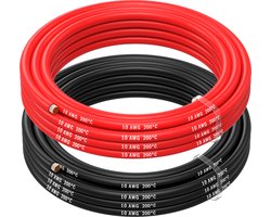MMOBIEL 10 AWG - 5,26mm ² Accu Kabel Rood en Zwart 2,5m 1050 kern strengen voor o.a. RC Drone