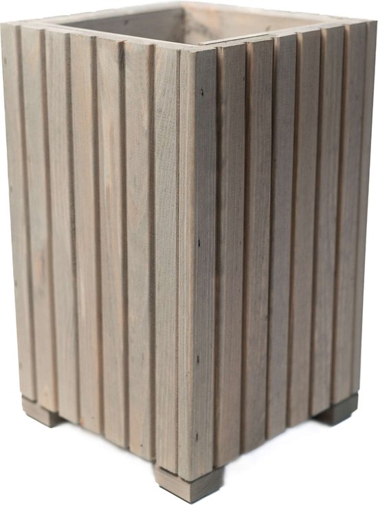 Boîte à fleurs en bois | Bac à plantes | Pot de fleurs 40 x 25 x 25 cm | Pot à épices | Pot de fleurs avec insert en plastique | Étanchéité | Gris
