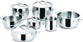 Bol.com Euforia 11 Stuks Kookpannenset - Kookgerei van 18/10 Roestvrij Staal - Bodem Inductie - Lagoseal la10704 - Zilver aanbieding