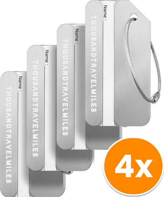 Foto: Bagagelabel zilver 4 stuks kofferlabel aluminium reisaccessoires kofferlabels bagagelabels voor koffers luggage tag kofferlabel bagagelabel