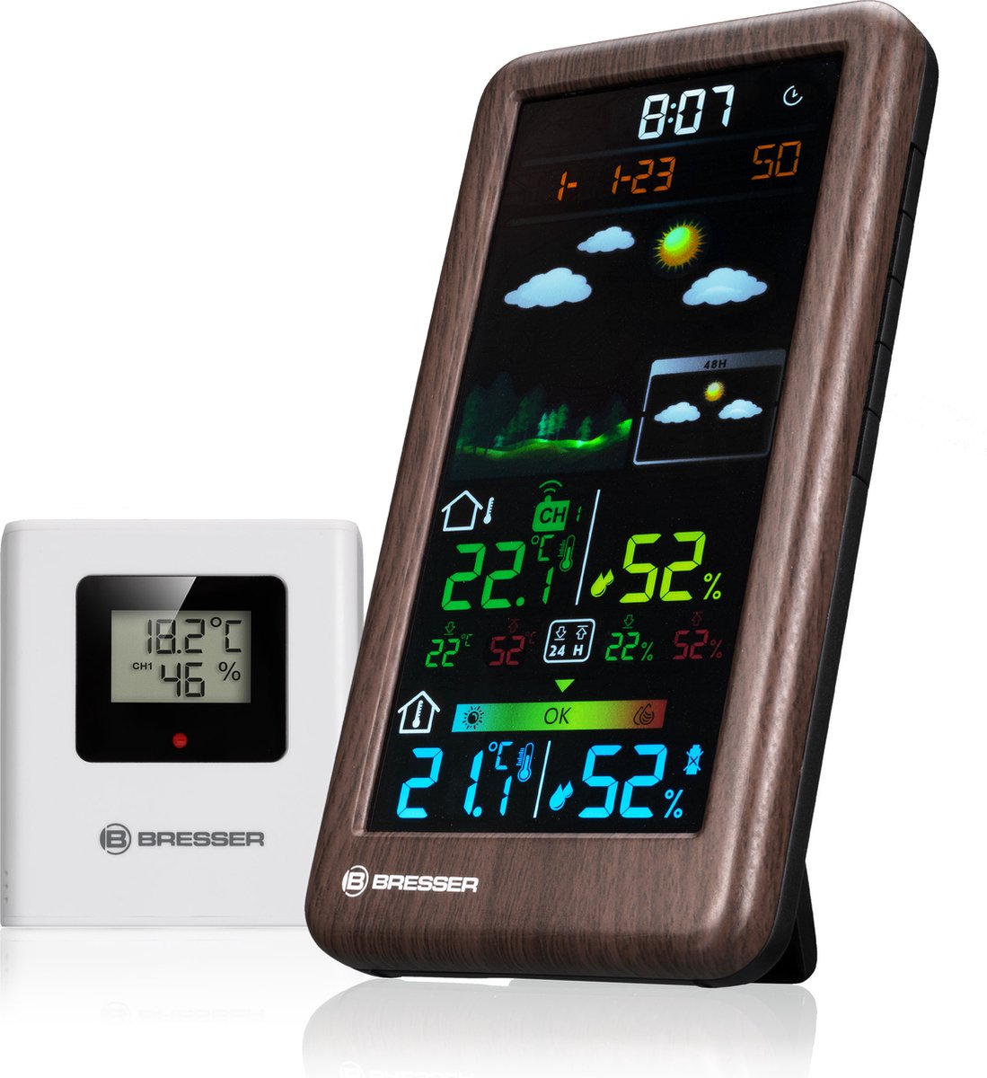 BRESSER Draadloos Weerstation Neomeo V houten look
