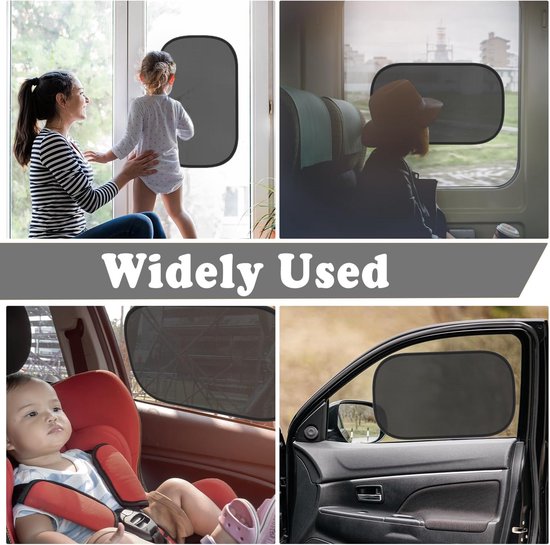 Zonnescherm Auto Baby - 2 Stuks - UV Protectie - Extra Donker - met UV Protectie voor Baby en Kind - Zonwering Zijruiten - Zonwering Auto - Zonnescherm Auto Zijraam van Dooky — afbeelding 4