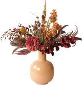 WinQ - Kunstbloemen Boeket Bordeaux/ Oranje 70cm hoog - Plukboeket met diverse bloemen