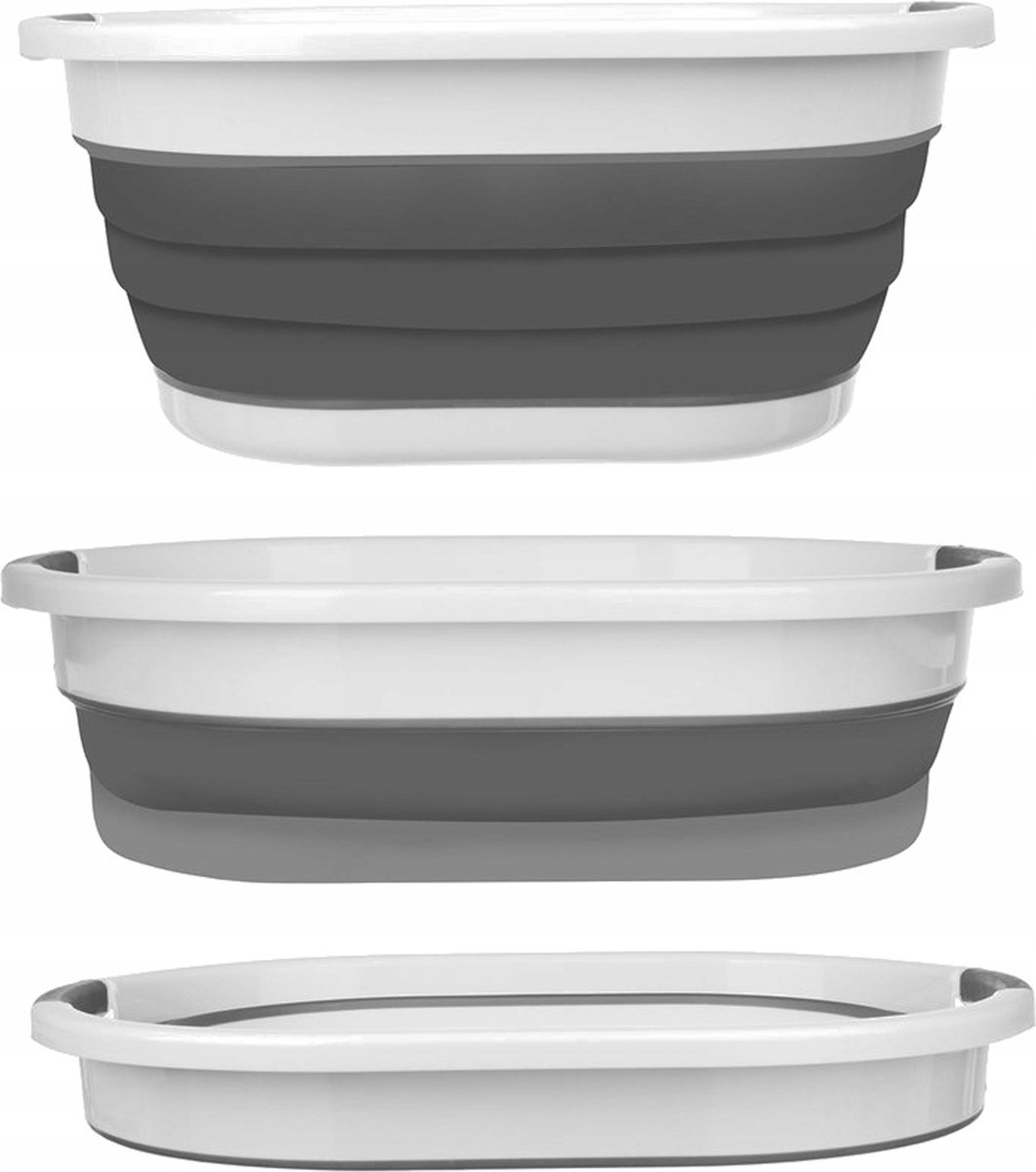 Goedkoopste IBBO Shop - Opvouwbare wasmand - Wasmand - Opvouwbaar Mand - 25 L - inklapbaar wasmand - Siliconen - Opbergmand - Wasbox - Was Emmer - Grijs/wit