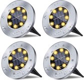 GardenXL Tuinverlichting op Zonne Energie - Grondspots - Solar Tuinverlichting - Buitenverlichting - Lampen voor Buiten - Pad Verlichting - Waterdicht - 8 LEDS - Set van 4 Stuks