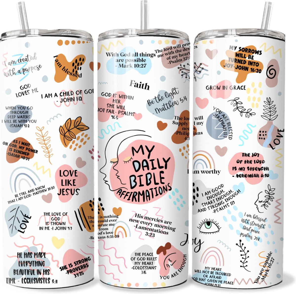 KadoDash - Tumbler - Drinkbeker - Isolatiebeker - Waterfles - Bijbel overdenkingen - Bible Affirmations