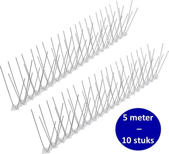 Foto: V f premium duivenpinnen 5 meter rvs 10 x 50 cm duivenverjager vogelverjager vogelpinnen set van 10 diervriendelijke vogelwering voor dak balkon serre
