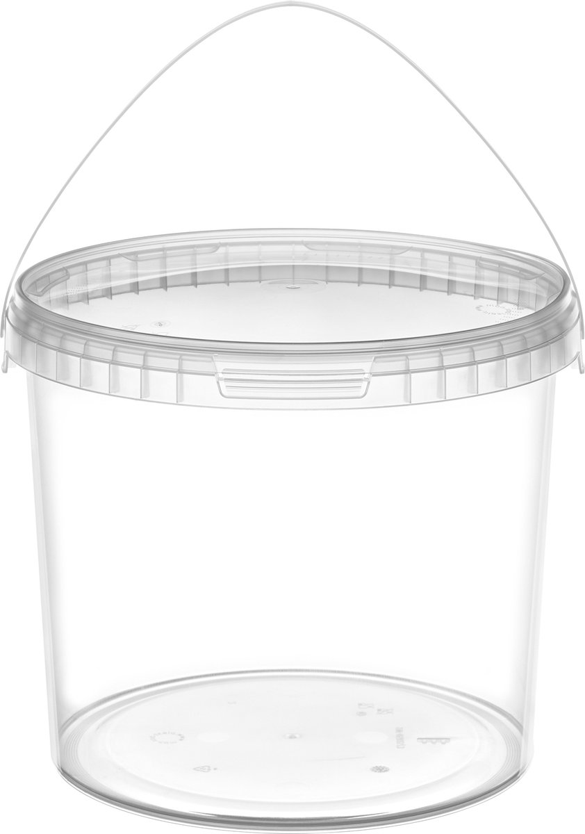Goedkoopste 50x stuks - 5 L - Garronda Emmer Met Deksel - Verpakkingsemmer - Emmertje - Rond - Transparant GD-PL-BIS-Tra