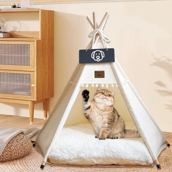 Kattentent - Huisdier tent - Dierenhuis - Kattenhol - Kattenhuis - Kattenmand - Dierentent - Katten Tipi Tent - Voor Binnen - 40 x 40 x 50 cm van Simply Maison — afbeelding 5