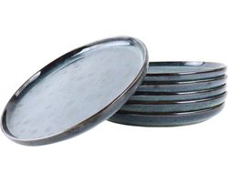 OTIX Ontbijtborden Bordenset - 6 Persoons - 21cm - Dessertbord - Ontbijtborden - Blauw - Aardewerk - EBONY OTIX Ontbijtborden Bordenset - 6 Persoons - 21cm - Dessertbord - Ontbijtborden - Blauw - Aardewerk - EBONY