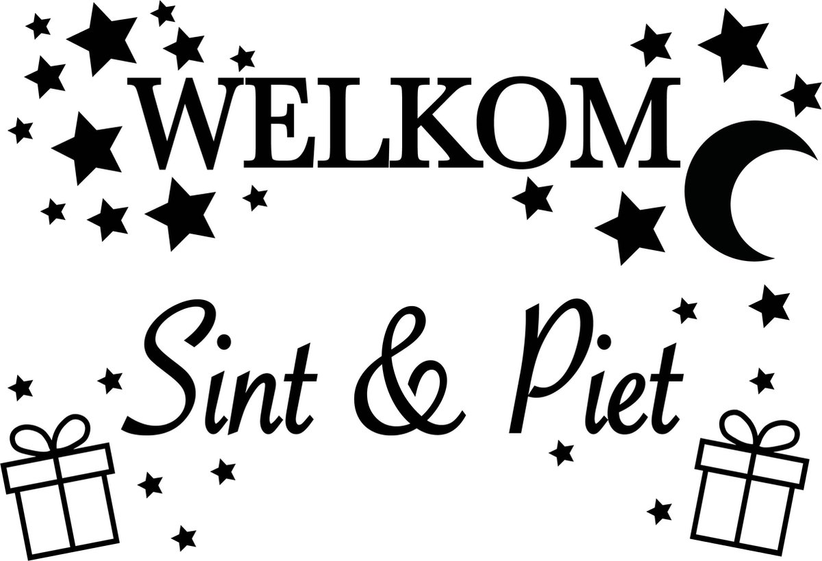 Welkom Sint en Piet 60x60cm statisch, herbruikbare dubbelzijdige raamsticker