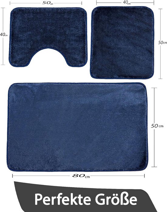 Badmat Set 3-delig, antislip, U-vormig contour tapijt en toiletdeksel, wasbaar, grijs