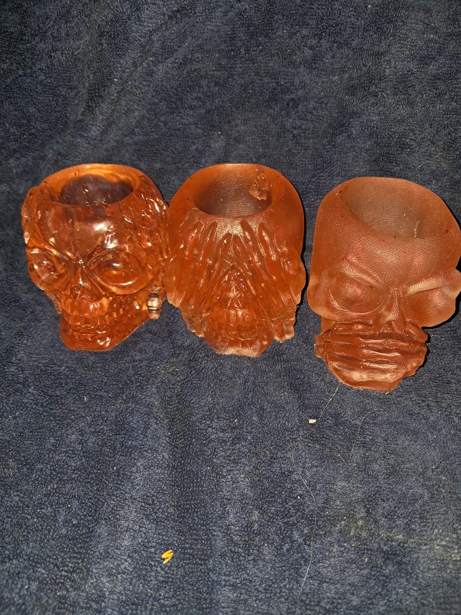 starwolf, set van 3 theelichthouders, skulls horen zien en zwijgen, oranje halloween