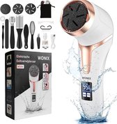Wonix® – Professionele Elektrische Eeltverwijderaar – Oplaadbaar – IPX7 Waterdicht – 3 Vijlschijven en 2 Snelheden - met 10 in 1 Pedicure Set - Wit