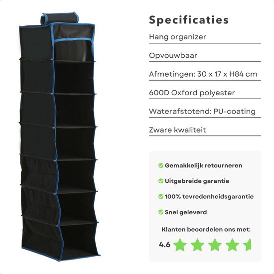 Cheqo® Ruime Hangorganizer - Camping Opbergoplossing voor Caravan - Opvouwbare Kastorganizer - Efficiënt Opbergsysteem - Tentorganizer met Spiegel - Tentschort van Cheqo — afbeelding 2
