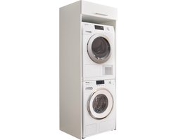 Interiax WASHWALL 'Mary' Wasmachine Ombouwkast Wit - Ombouw Meubel voor Droogkast - Met opbergkast - 200x67.5x67.5 cm