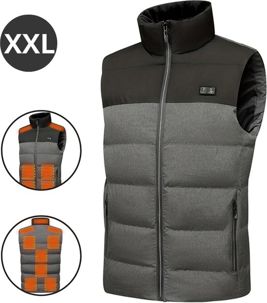 Bovista Heated Bodywarmer - Gilet chauffant - Bodywarmer électrique - Veste - Rechargeable - Unisexe - Taille XXL - Grijs