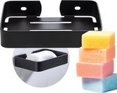Zeepbakje Douche - Zwart - Zeephouder Hangend aan muur - Zeepschaaltje Shampoo bar houder