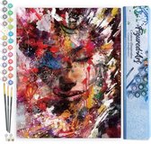 Peinture par Numéro Figured'Art - Beauté en couleurs - Kit de Loisir Créatif DIY Numéro d'Art Complet - 40x50cm toile roulée + châssis en bois à monter - Peinture par numéro