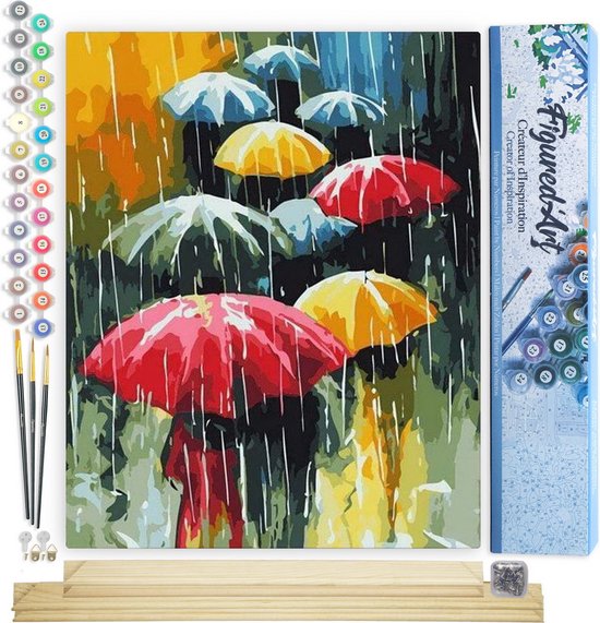 Figured'Art Schilderen Op Nummer Volwassenen Canvas Olifanten Aquarel Handwerk Acrylverf Kit Diy Compleet 40x50cm Zonder Frame 835600504