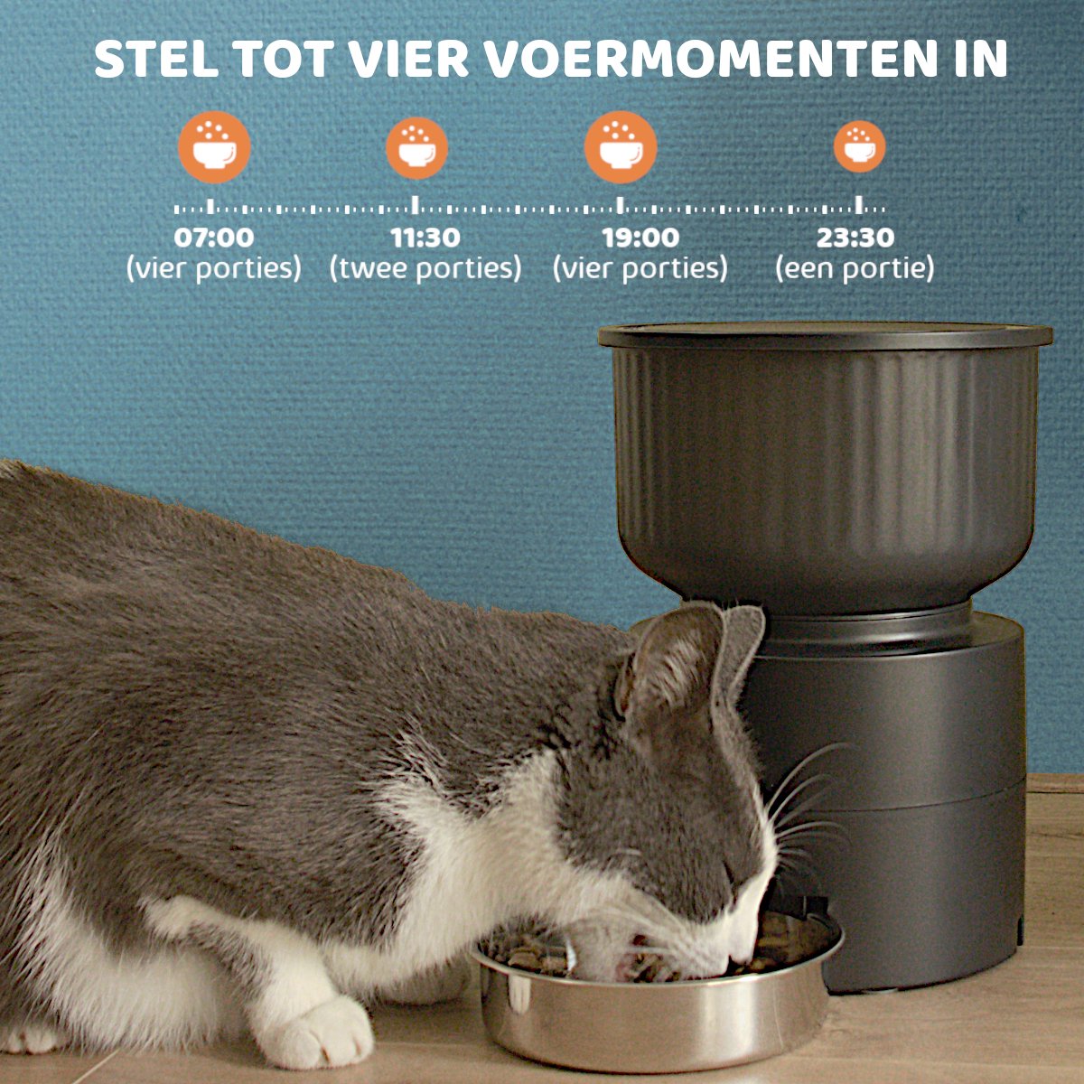Afbeelding 3 van Furpro EasyFeed - Automatische Voerbak Kat - Voerautomaat Kat Hond - Voerautomaat Hond - Zwart