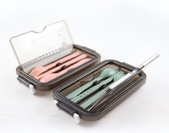 Boîte à lunch avec bol à soupe Vert et Rose - Boîte à bento - Set - Boîte à lunch adultes - Boîtes repas - Boîte à lunch Enfants - Boîte à lunch avec compartiments - hermétique et étanche - Sans BPA