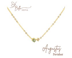 Bella Sofia® Geboortesteen Armband Augustus - Uniek Goudkleurig Dames Sieraad - Valentijnscadeau - Valentijnsdag - Valentijn cadeau voor haar