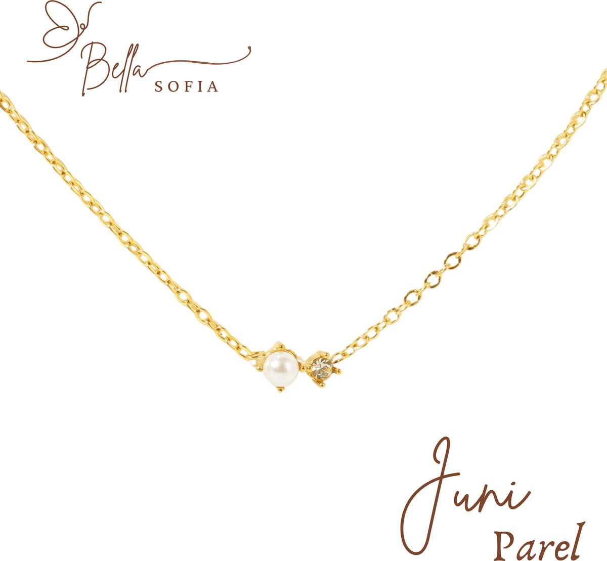 Bella Sofia® Geboortesteen Armband Juni - Uniek Goudkleurig Dames Sieraad - Valentijnscadeau - Valentijnsdag - Valentijn cadeau voor haar