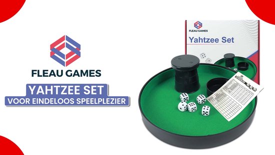 Fleau Games Yathzee set met Scoreblok - Dobbelsteenbak - 100 Scorebladen - Gezelschapsspel - Pitjesbak - Dobbelspel