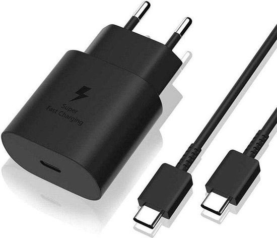 Geschikt Voor Samsung 25W PD 3.0 Super fast charger USB-C naar USB-C Kabel en Adapter - Zwart