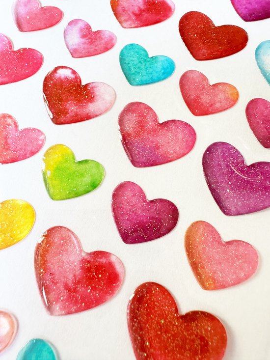 Gel Stickers Hartjes met Glitters – Valentijn – Stickers Meisjes – Knutselen Meisjes – Hartjes Stickers – Gel Stickers Kinderen – Gelstickers – Stickers Hartjes – Stickers Volwassenen