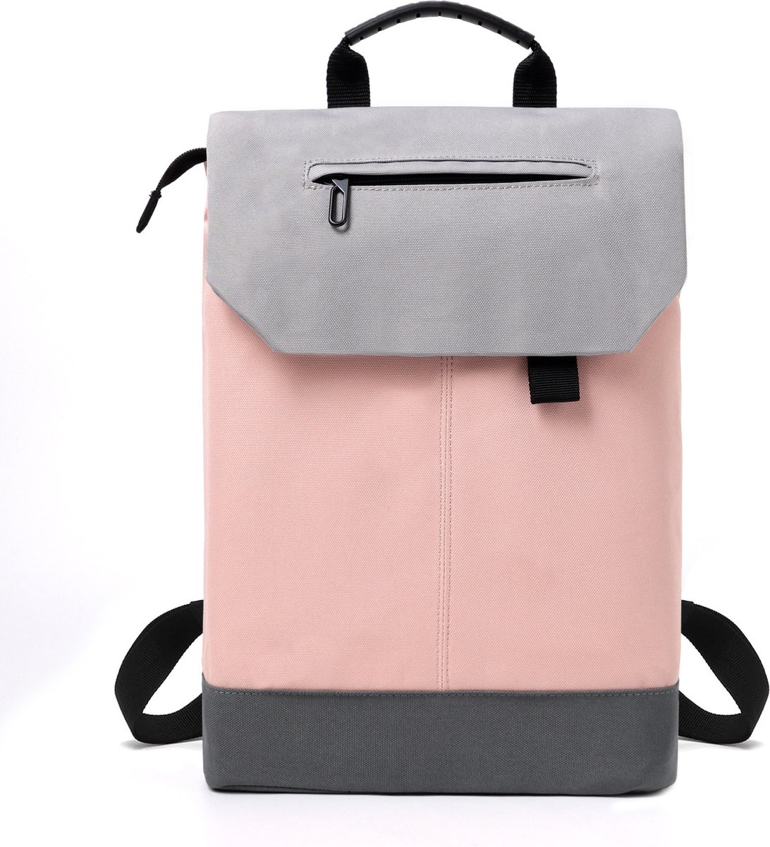 TANTOMI Laptoprugzak - 30L - 15.6 Inch met Laptopvak Anti-Diefstal Waterafstotend - Dames en Heren - ideaal voor werk & school - Roze - Grijs
