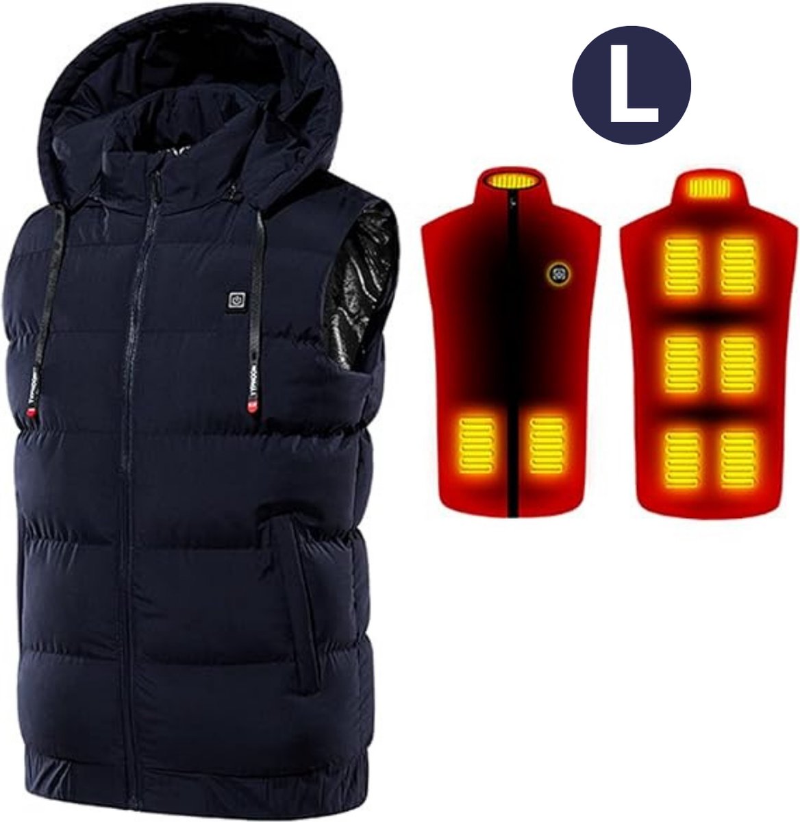 Bovista Verwarmde Bodywarmer - Heated Vest - Elektrische Bodywarmer - Met Capuchon - Jas - Oplaadbaar - Unisex - Maat L - Blauw
